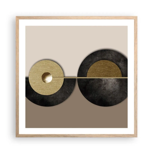 Poster în ramă de stejar deschis - Variații în jurul unui cerc - 60x60 cm