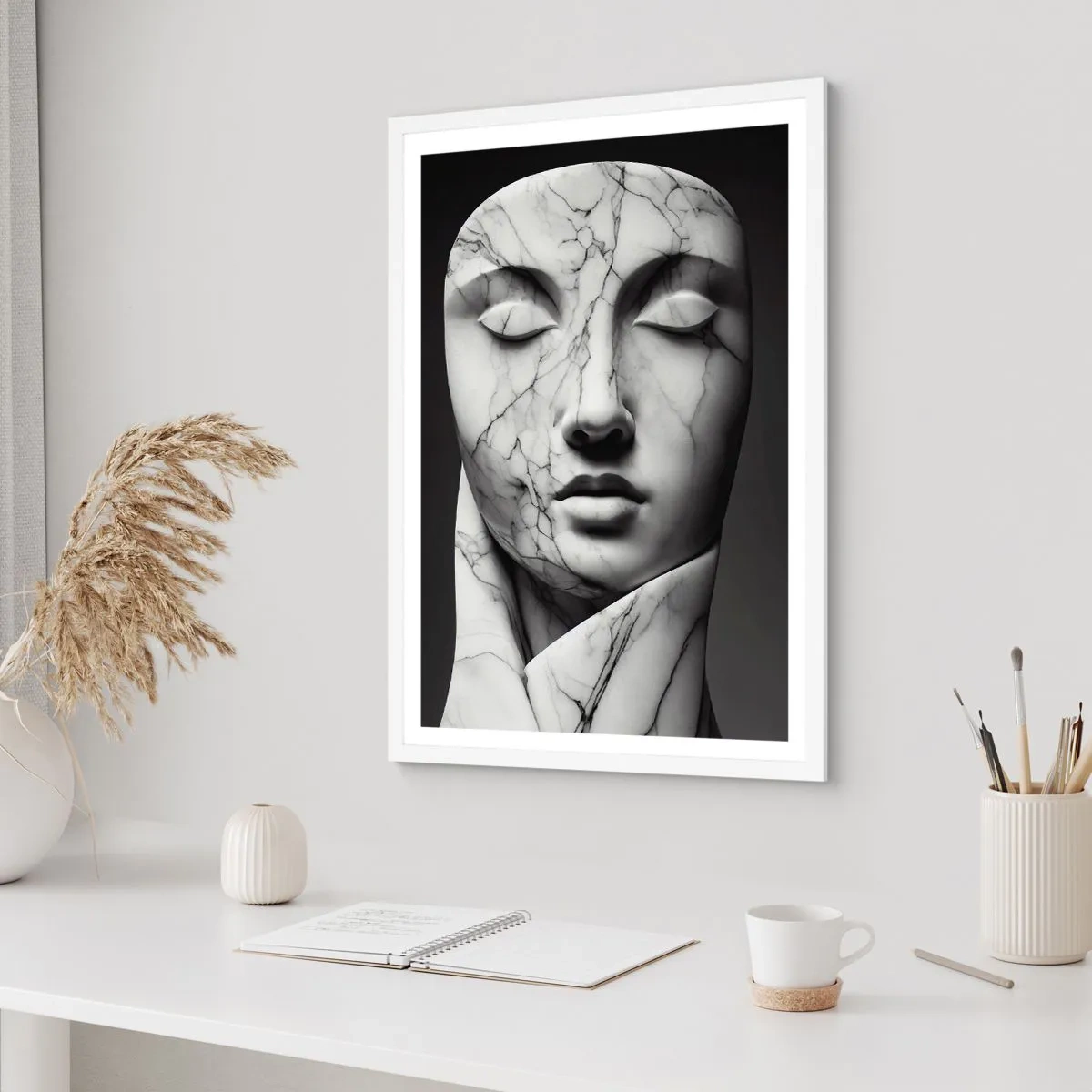 Poster în ramă albă - Forme de marmură - 40x50 cm