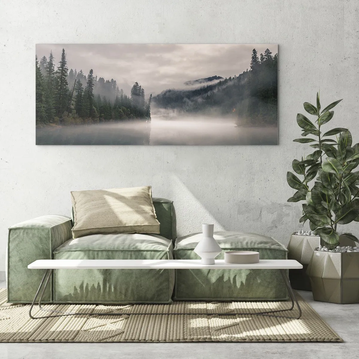 Tablou pe sticlă - În reverie, în ceață - 100x40 cm