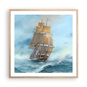 Poster în ramă de stejar deschis - Rulează pe valuri - 60x60 cm