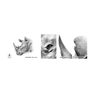 Mostră tapet autocolant Deluxe Sticker - Portret african - Abstracția, Rinocer, Animale - 100x30 cm