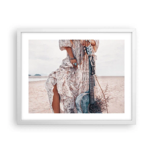Poster în ramă albă - Hippie pe drum - 50x40 cm