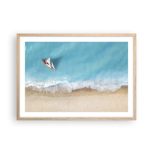 Poster în ramă de stejar deschis - La frontieră dintre albastru și auriu - 70x50 cm