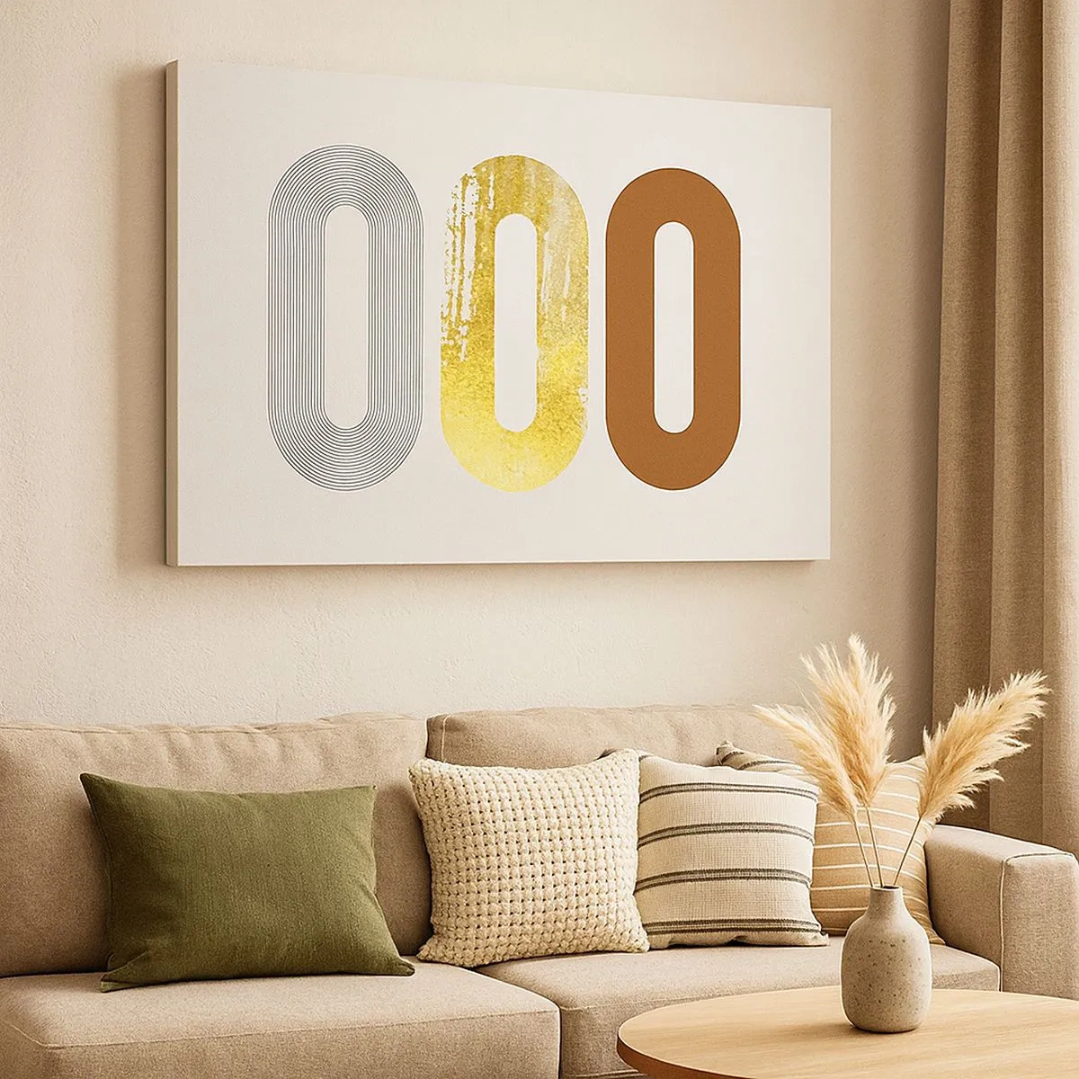 Tablou pe pânză Canvas - Motiv abstract din trei forme geometrice - 70x50cm - Ooo! - Decorațiune modernă pentru perete pentru living și dormitor ARTTOR