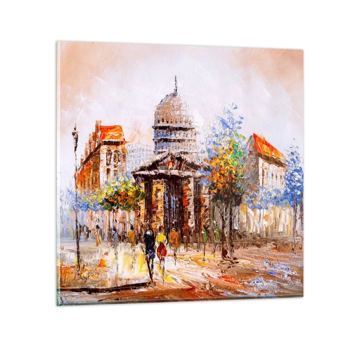 Tablou pe sticlă - O plimbare pariziană - 30x30 cm