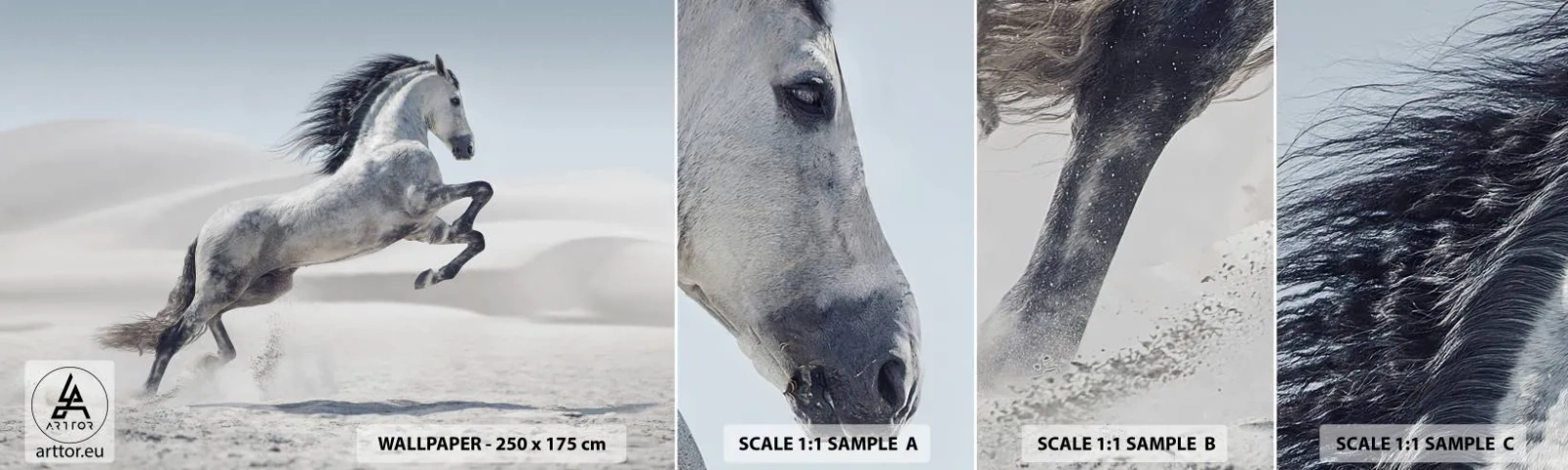 Mostră tapet autocolant Deluxe Sticker - Prinț arab - Animale, Cal, Calul în galop - 100x30 cm