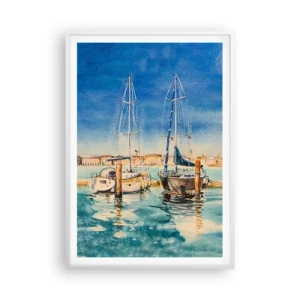 Poster în ramă albă - Laguna însorită - 70x100 cm