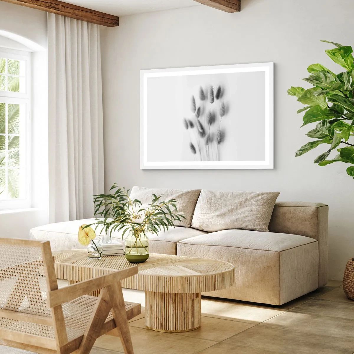 Poster în ramă albă - Pufoșenia ierbii - 70x50 cm