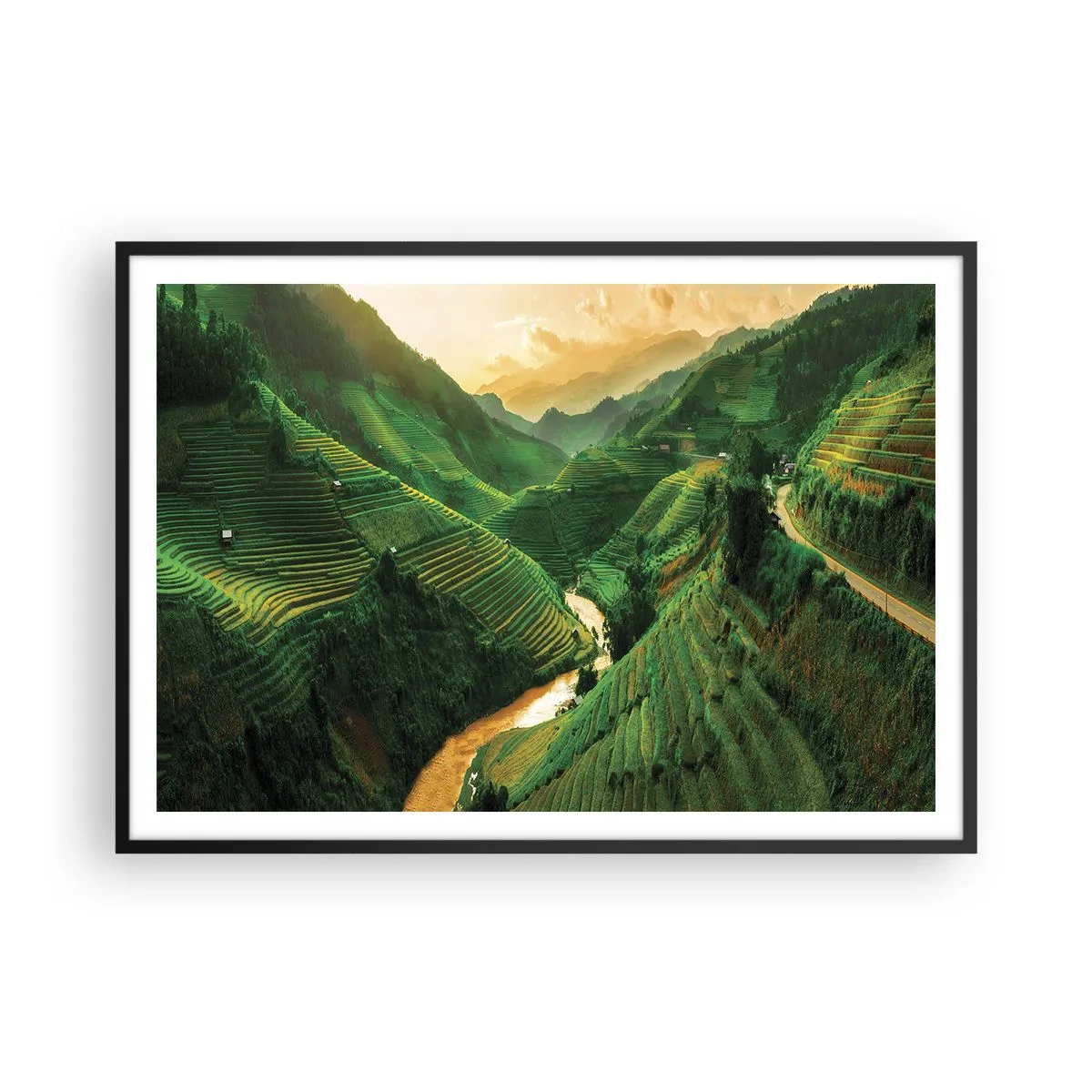 Poster în ramă neagră - Valea vietnameză - 100x70 cm