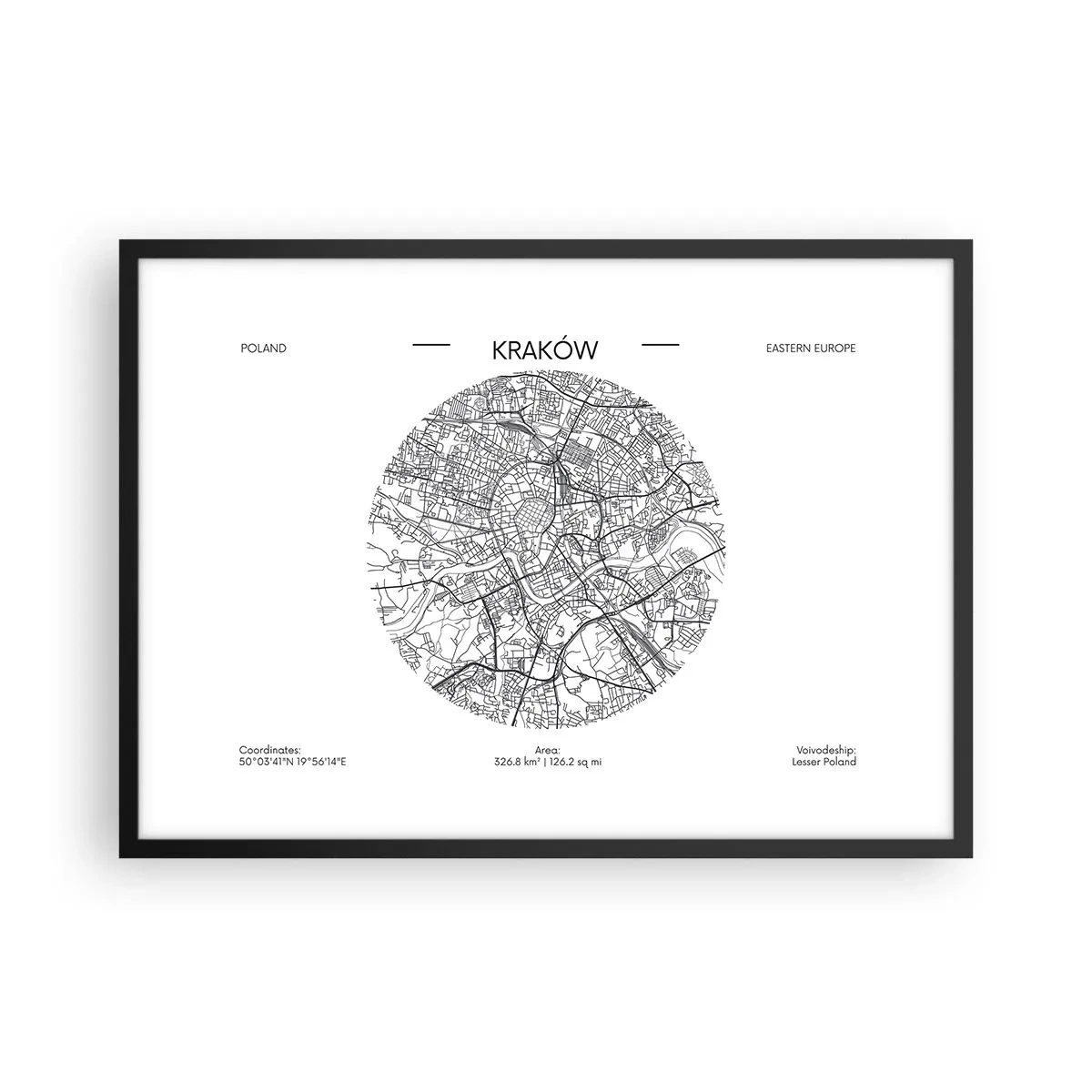Poster în ramă neagră - Anatomia Cracoviei - 70x50 cm