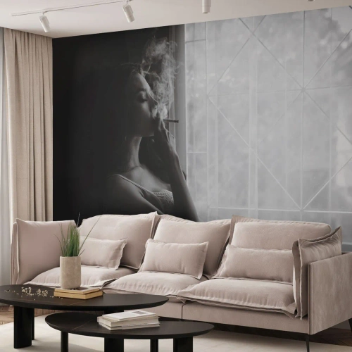 Tapet Premium Canvas - Un moment senzual - Femeie, Ţigară, Dormitor - 250x175 cm