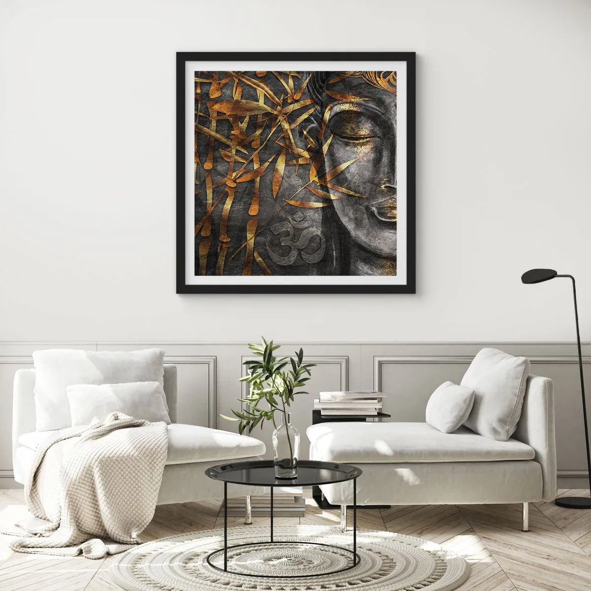 Poster în ramă neagră - Simțiți pacea - 60x60 cm