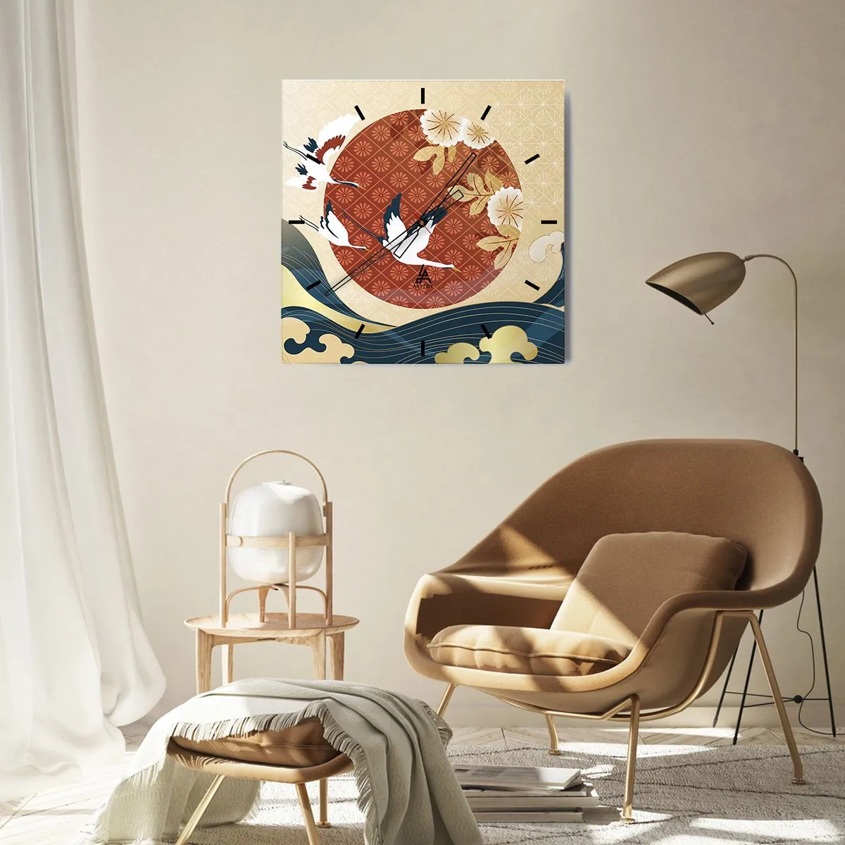 Ceas de perete - Ceas pe sticlă - O fabulă japoneză - 40x40 cm