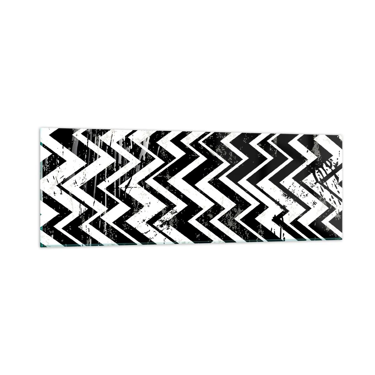 Tablou pe sticlă - Zig-alb, zag-negru - 90x30 cm