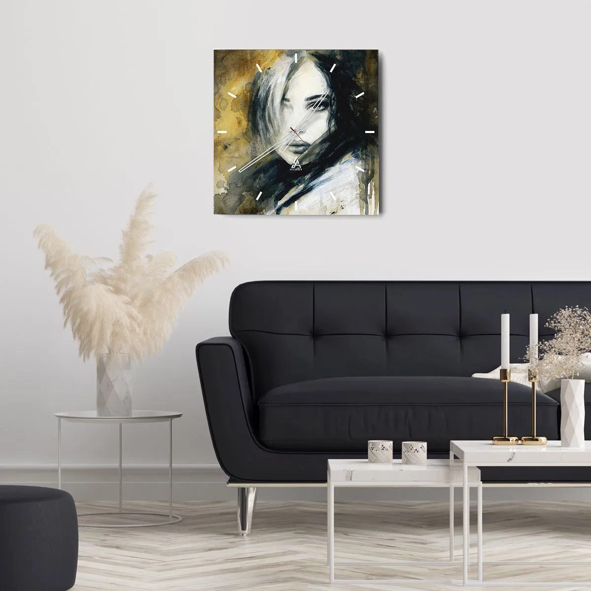 Ceas de perete - Ceas pe sticlă - Mai inocentă sau mai senzuală? - 40x40 cm