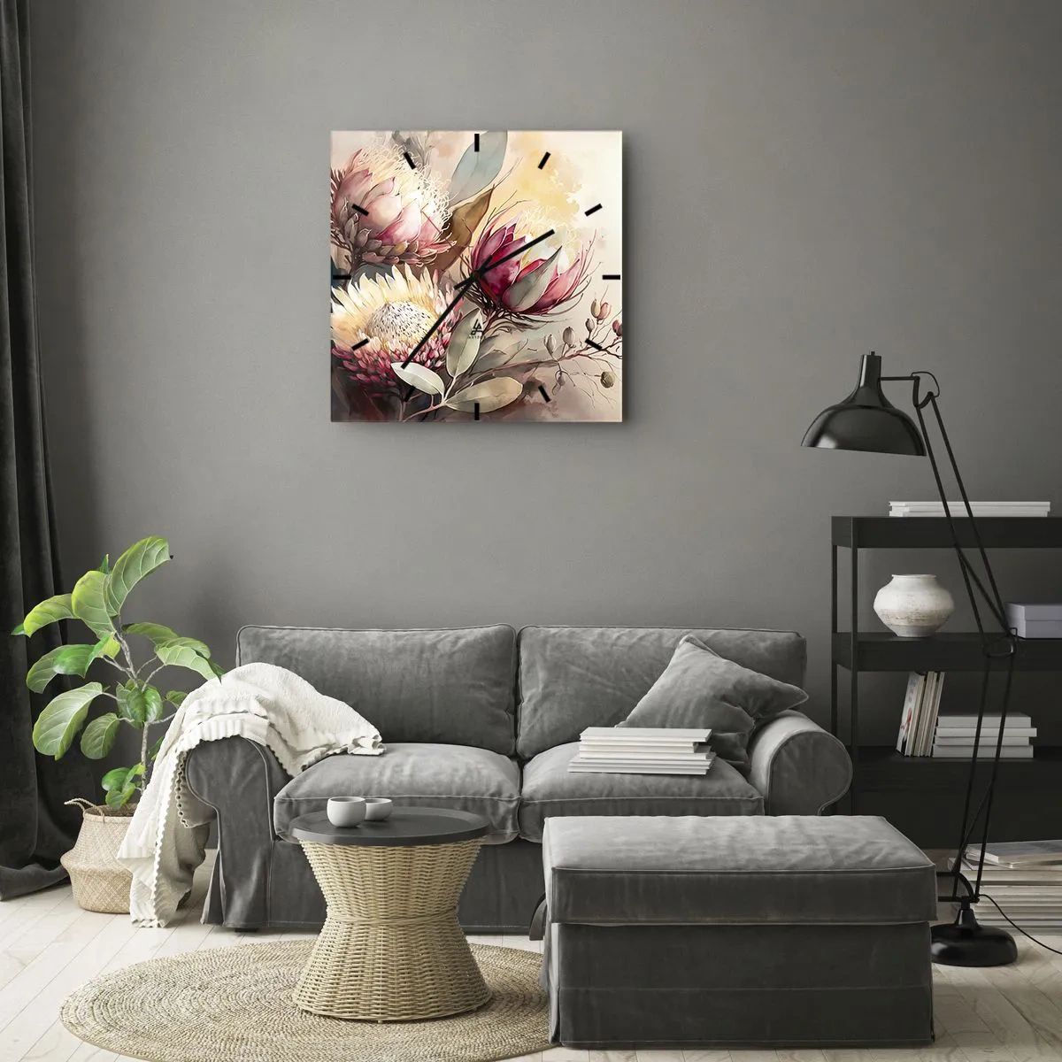 Ceas de perete - Ceas pe sticlă - Profil și en face - 30x30 cm