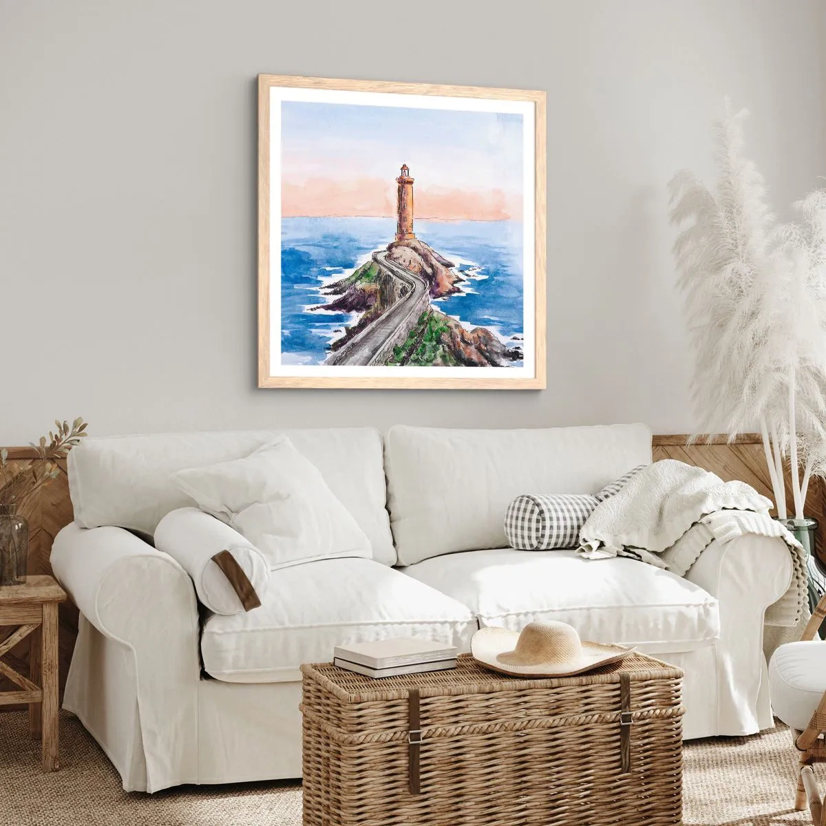 Poster în ramă de stejar deschis - Cu fața la mare - 40x40 cm