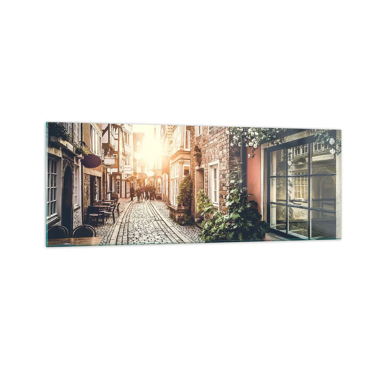 Tablou pe sticlă - Străduță în splendoare roz - 140x50 cm