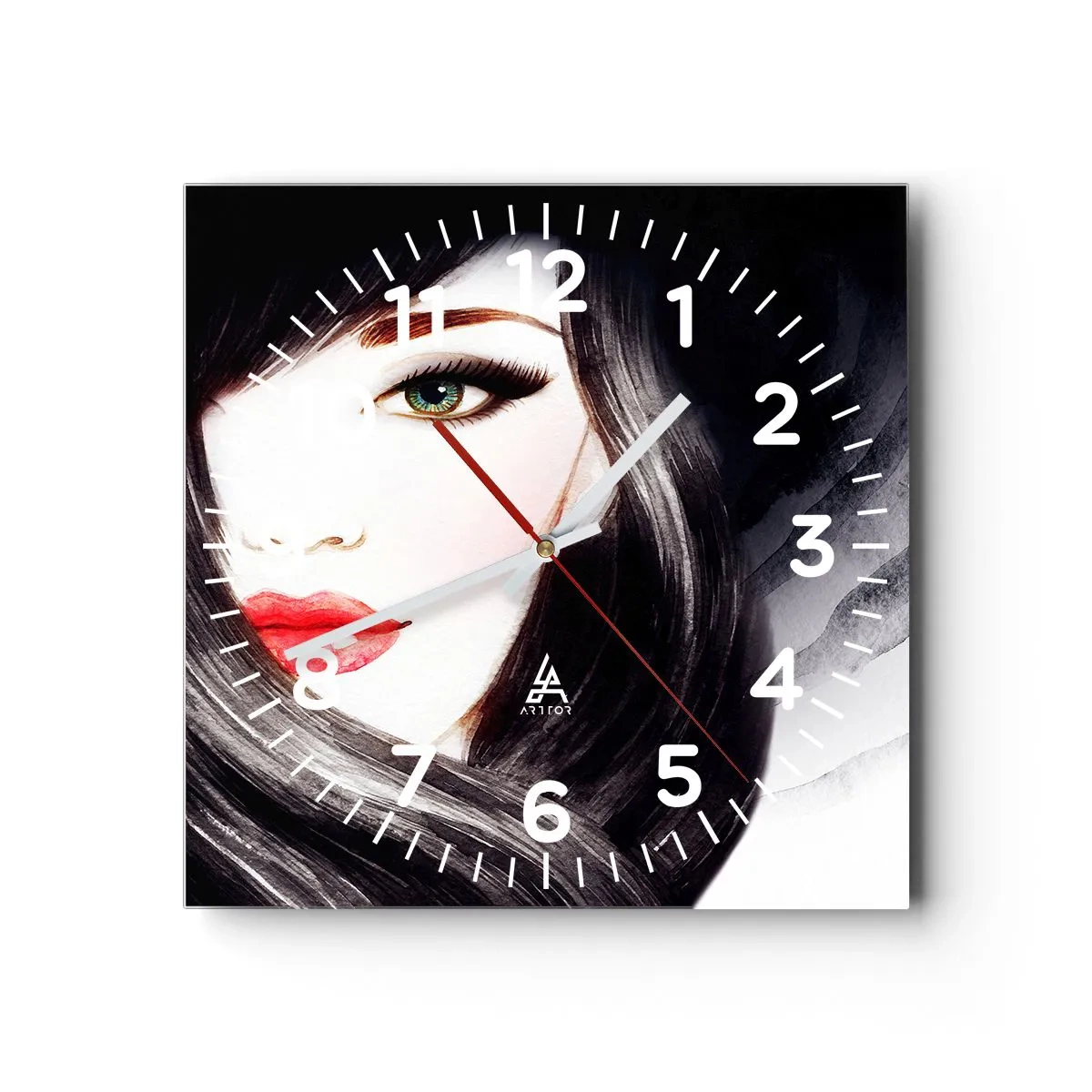Ceas de perete - Ceas pe sticlă - Privirea de safir - 30x30 cm