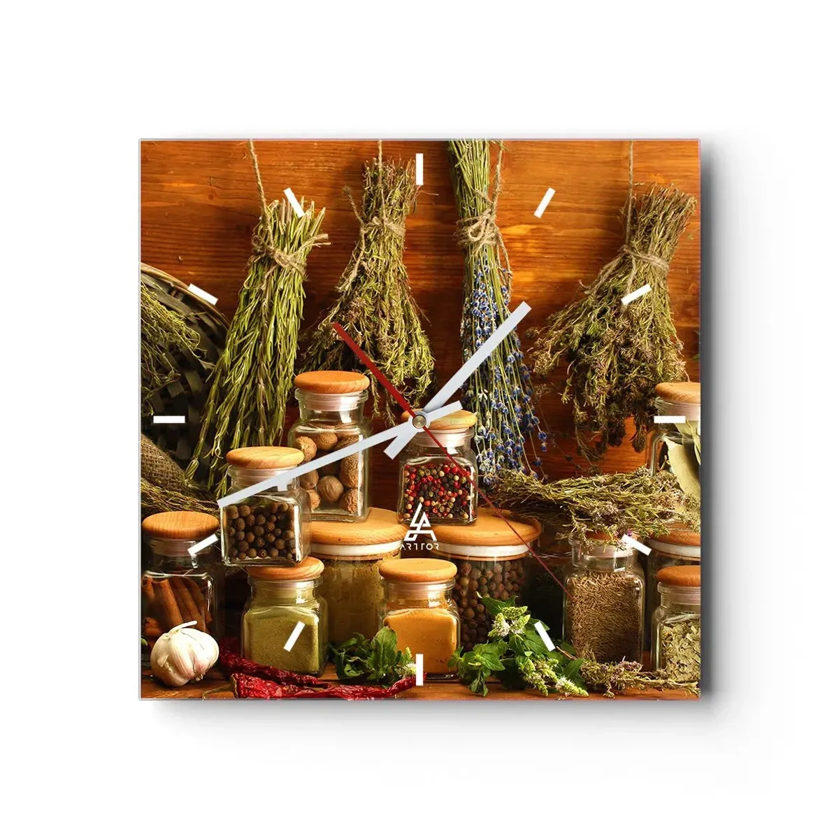 Ceas de perete - Ceas pe sticlă - Vrăjitorie de bucătărie - 40x40 cm