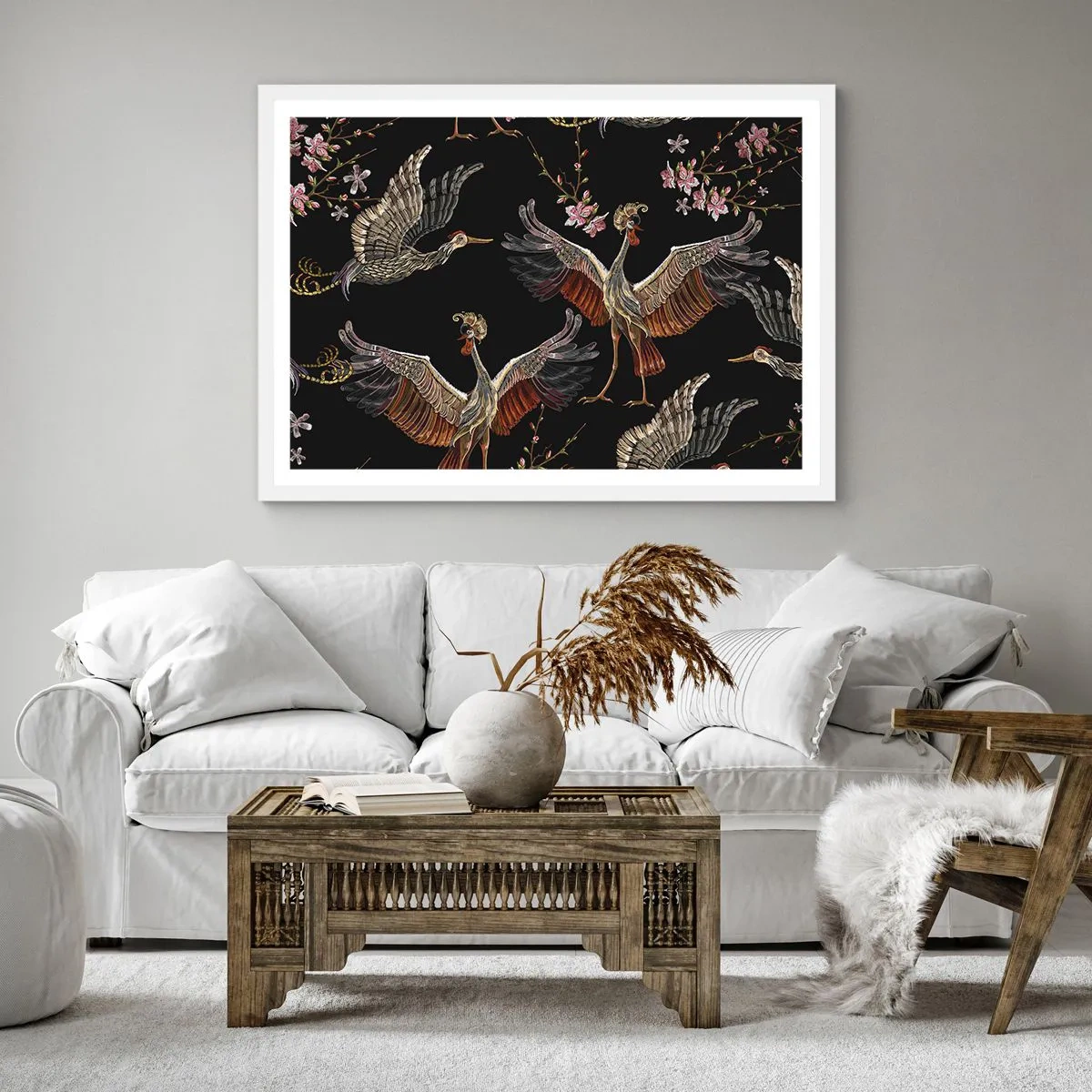 Poster în ramă albă - Pasăre de basm - 50x50 cm