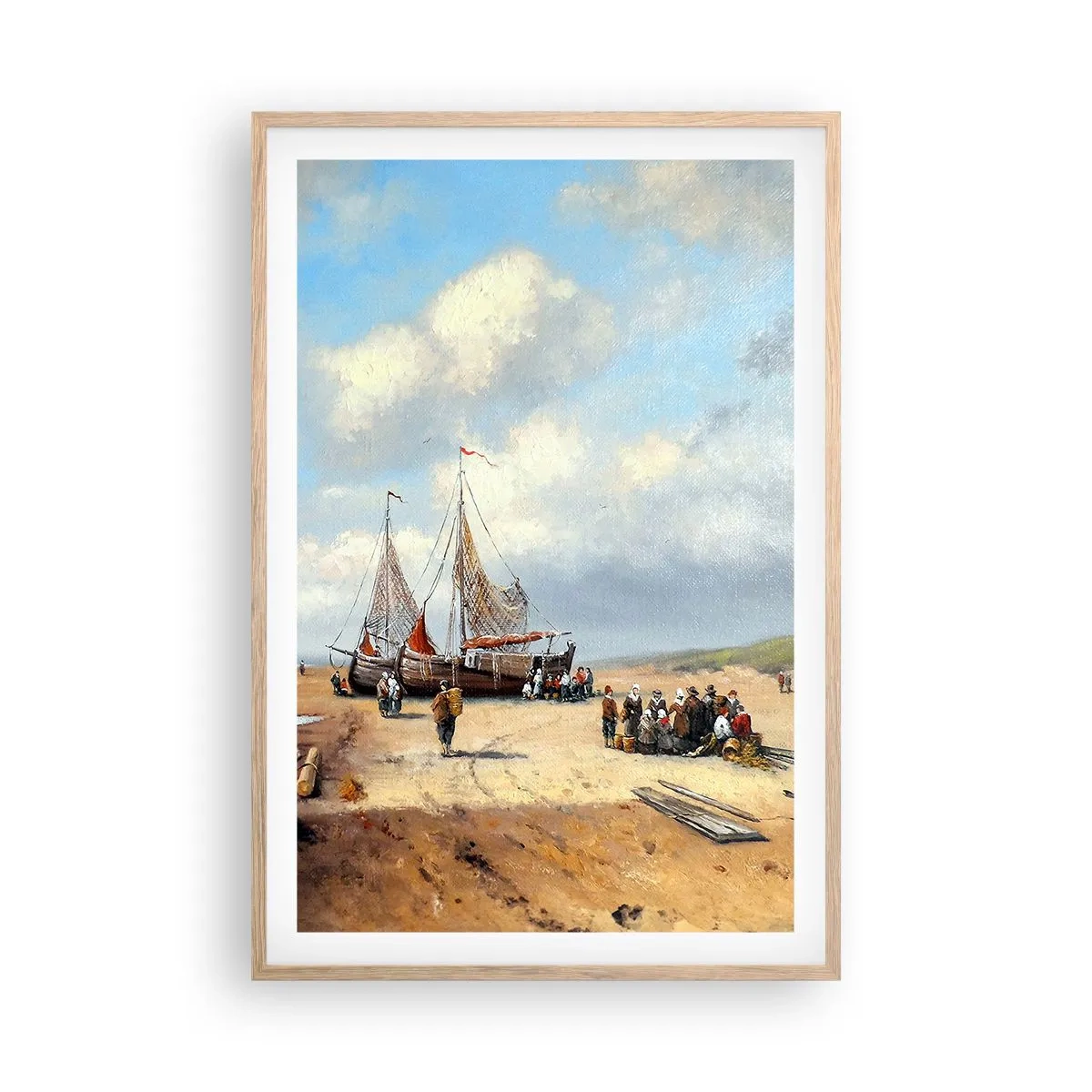 Poster în ramă de stejar deschis - Pescuit de succes - 61x91 cm