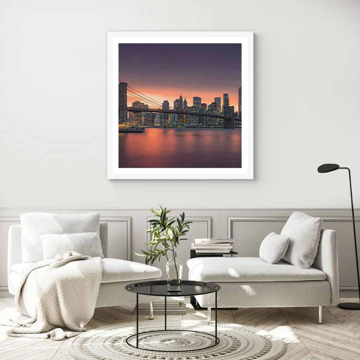 Poster în ramă albă - Scufundate în tăcerea liliachie - 40x40 cm