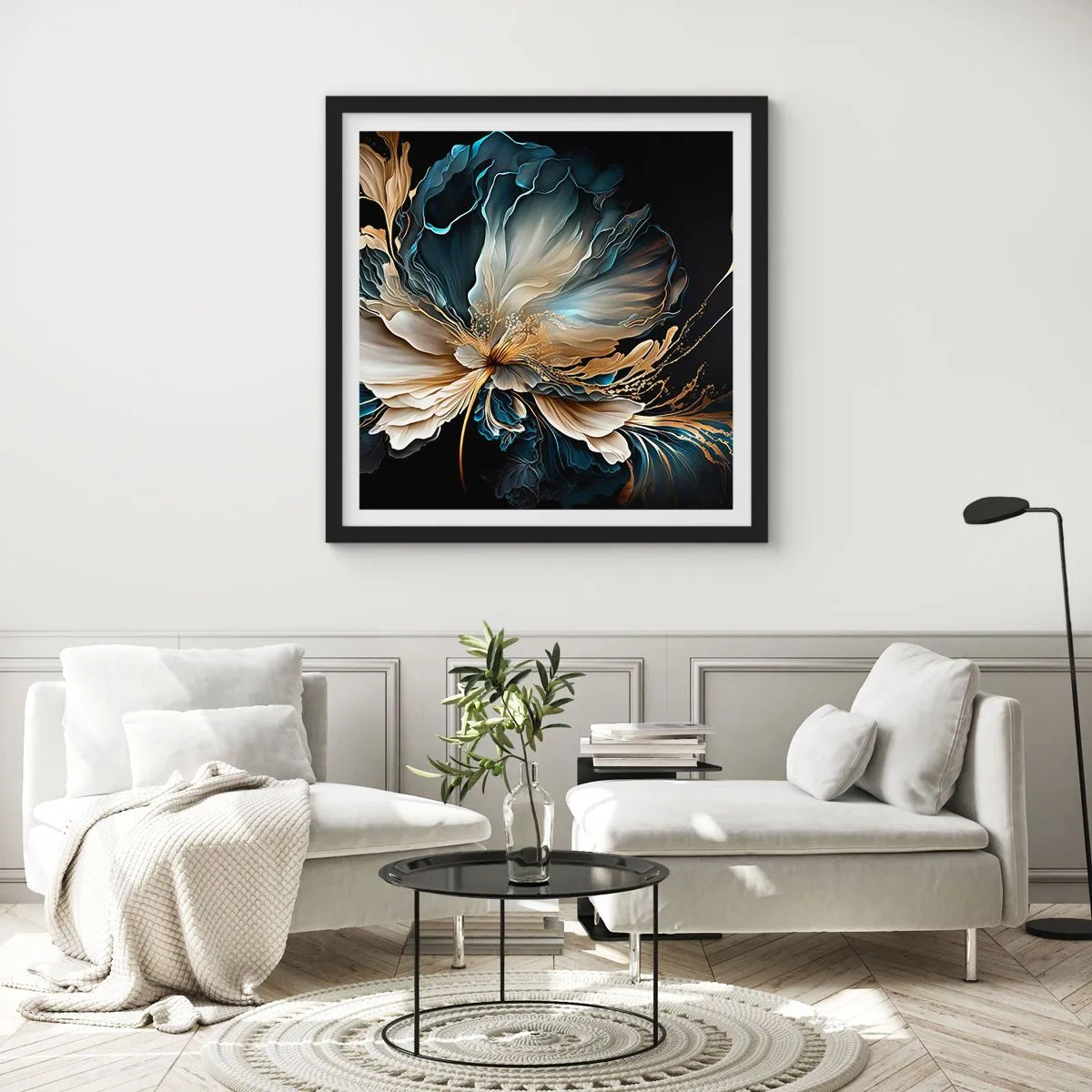 Poster în ramă neagră - Povestea unei flori de iubire - 30x30 cm