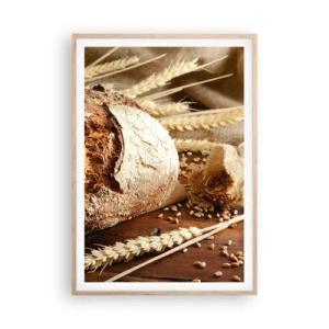 Poster în ramă de stejar deschis - Apetisantă, parfumată, crocantă - 70x100 cm