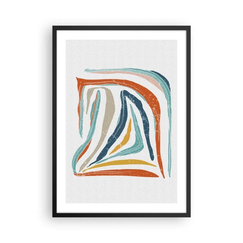 Poster în ramă neagră - Abstracție colorată cu linii organice - 50x70cm - Abstracție prietenoasă și zâmbitoare - Decorațiune modernă pentru perete pentru living și dormitor ARTTOR