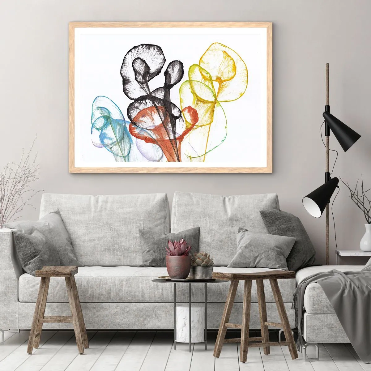 Poster în ramă de stejar deschis - Flori cu suflete - 50x40 cm