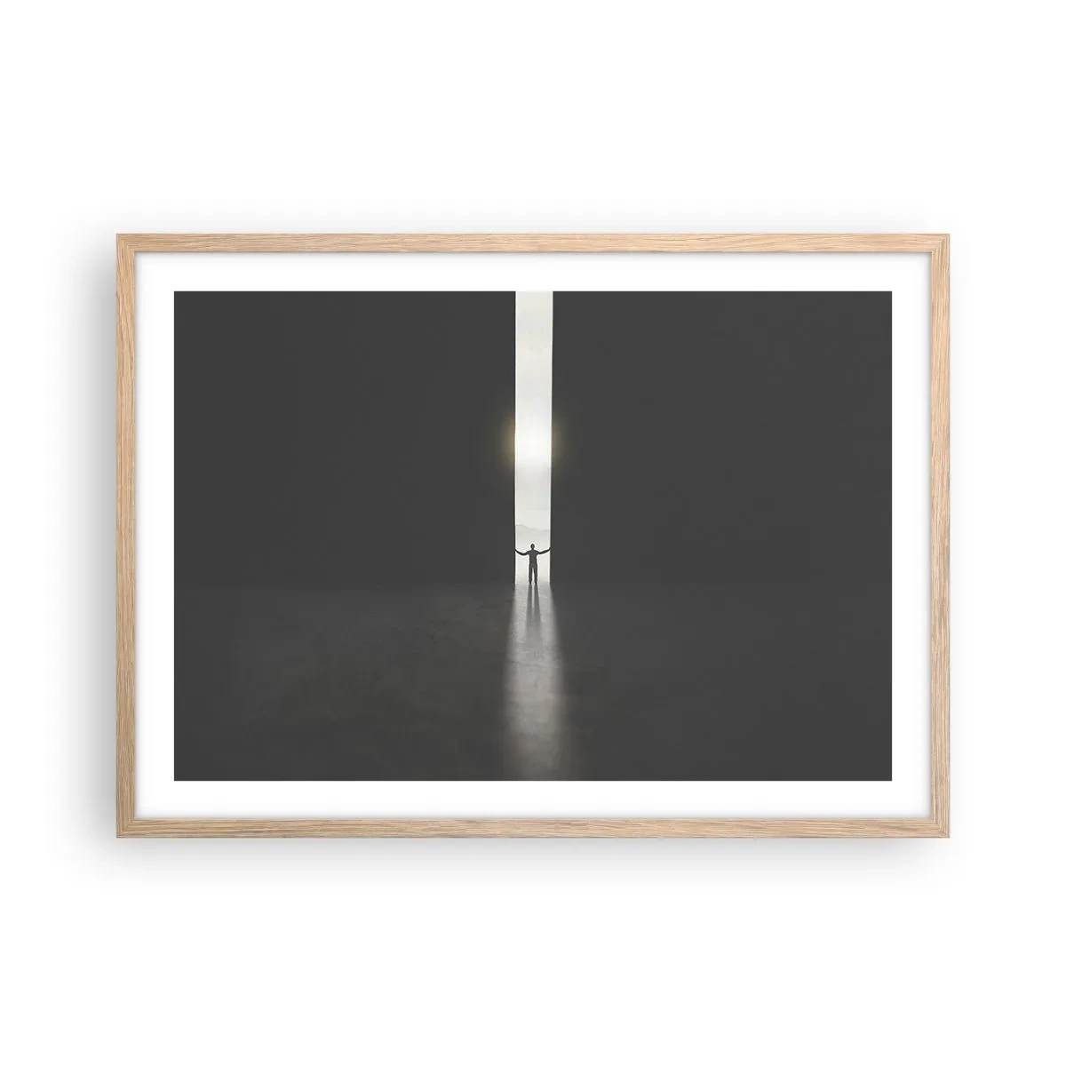 Poster în ramă de stejar deschis - Un pas spre un viitor luminos - 70x50 cm