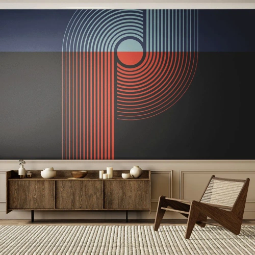 Tapet Autoadeziv Deluxe Sticker - Într-o îmbrăţişare geometrică - Abstracția, Grafică, Linie de arta - 250x175 cm