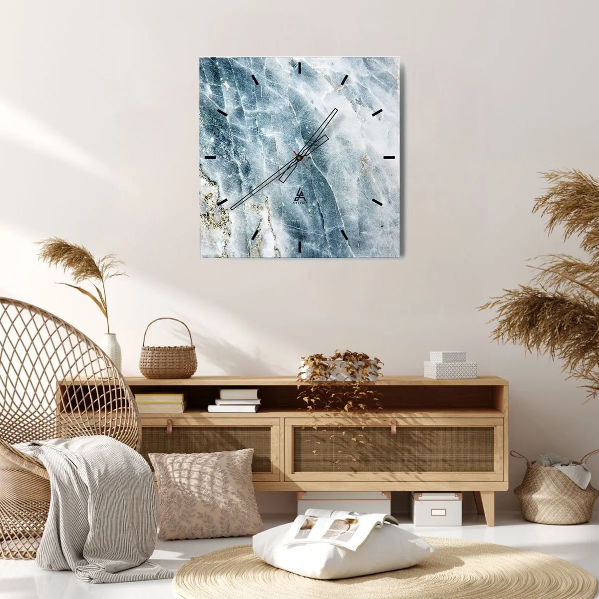 Ceas de perete - Ceas pe sticlă - Lumea de gheață - 30x30 cm