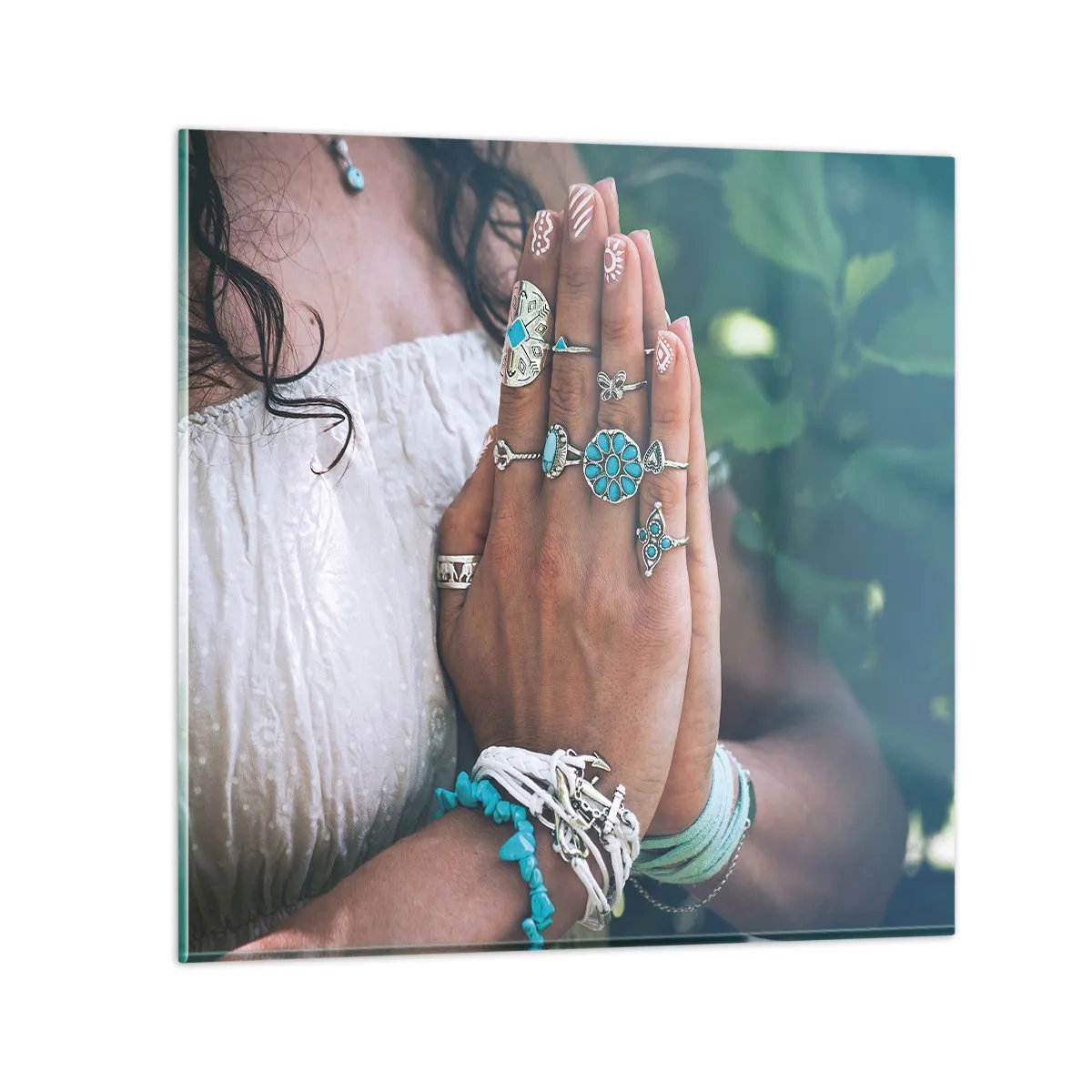 Tablou pe sticlă - Bine ați venit în centrul ființei - 50x50 cm