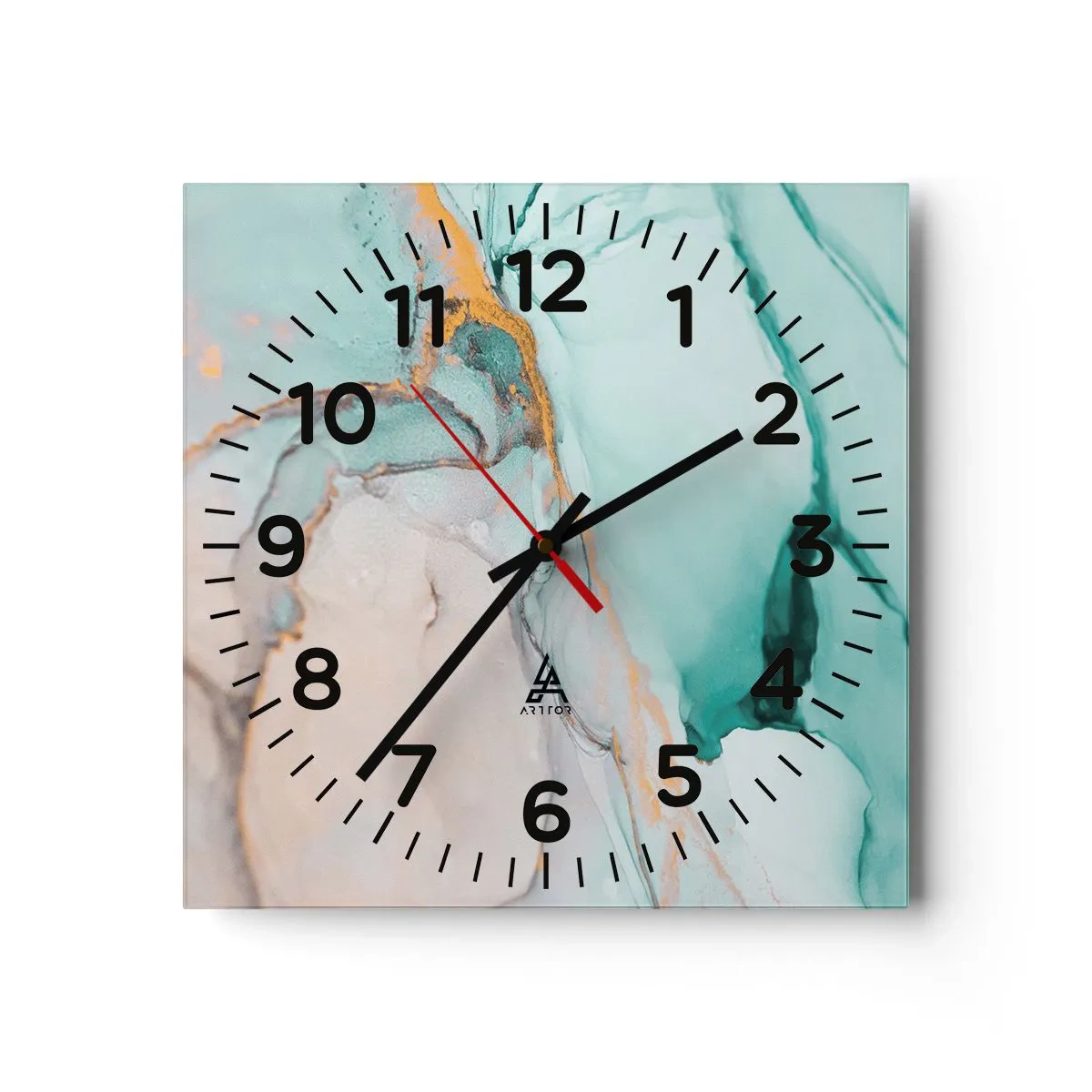 Ceas de perete - Ceas pe sticlă - Dansul formelor și al culorilor - 30x30 cm