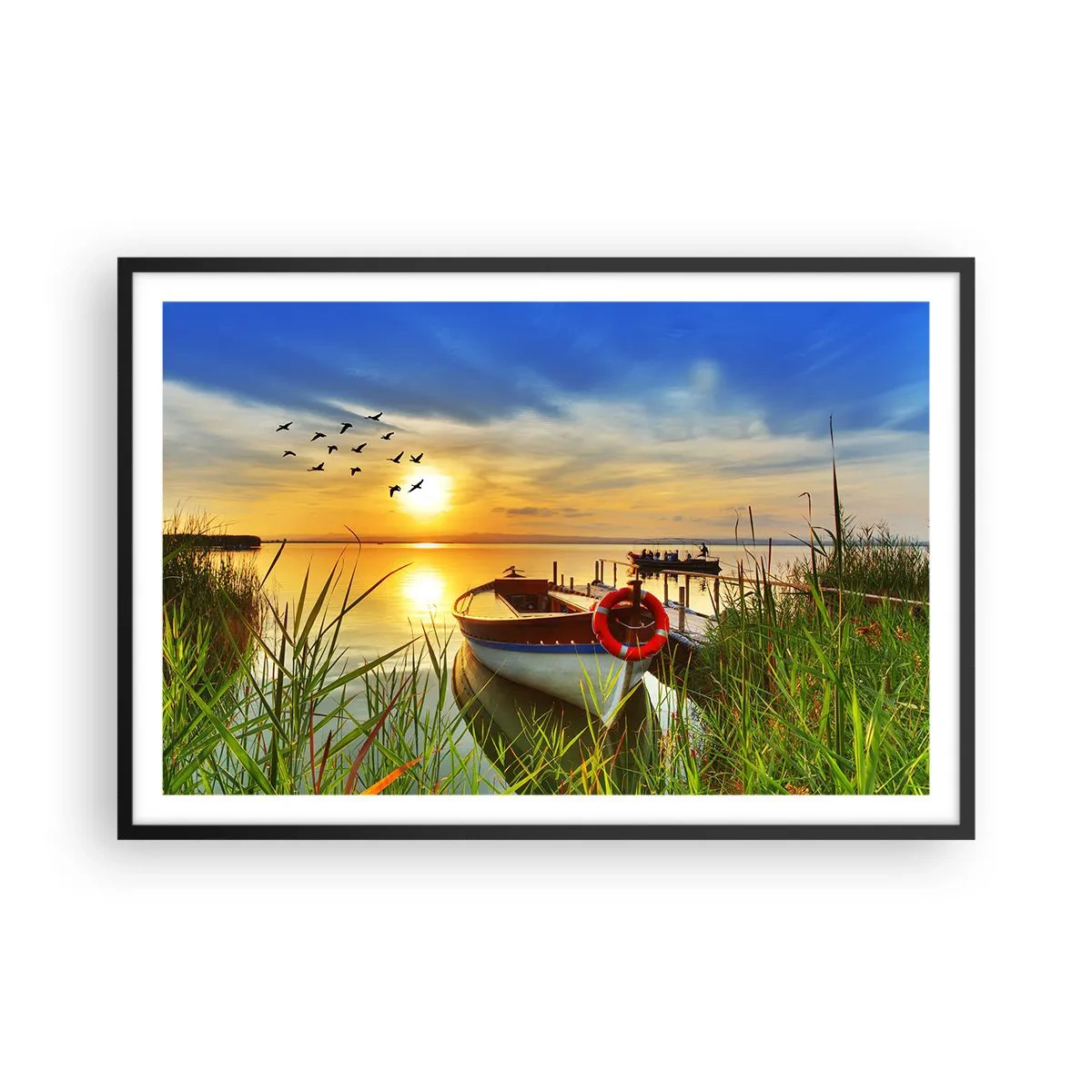 Poster în ramă neagră - Cormoranii pleacă deja - 91x61 cm