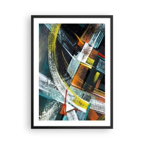 Poster în ramă neagră - Abstracție în culori intense cu forme geometrice - 50x70cm - Energia în mișcare - Decorațiune modernă pentru perete pentru living și dormitor ARTTOR