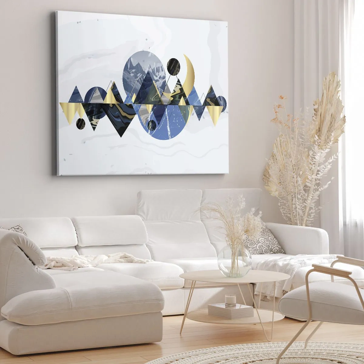 Tablou pe pânză Canvas - Modele geometrice abstracte cu motive montane - 70x50cm - Peisaj geometric - Decorațiune modernă pentru perete pentru living și dormitor ARTTOR