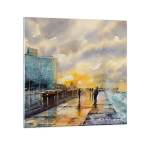Tablou pe sticlă - Viața pe țărm - 30x30 cm