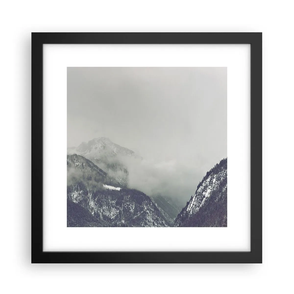 Poster în ramă neagră - Valea cețoasă - 30x30 cm