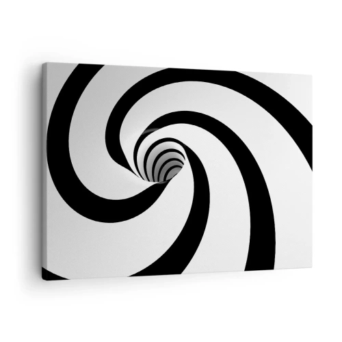 Tablou pe pânză Canvas - Spirală abstractă alb-negru cu efect de vârtej - 70x50cm - Să te predai vortexului? - Decorațiune modernă pentru perete pentru living și dormitor ARTTOR