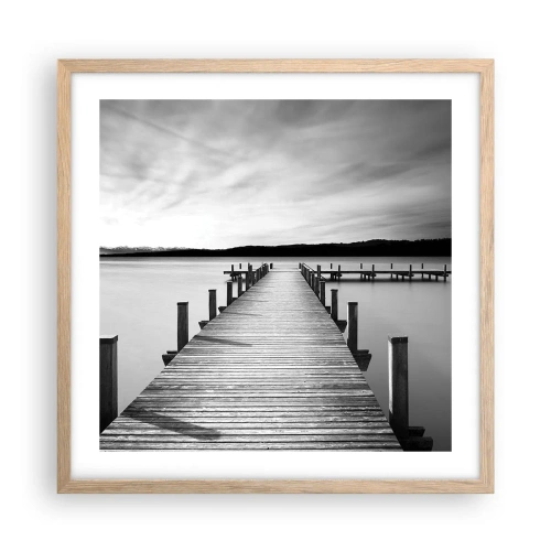 Poster în ramă de stejar deschis - La adăpostul apei - pace - 50x50 cm