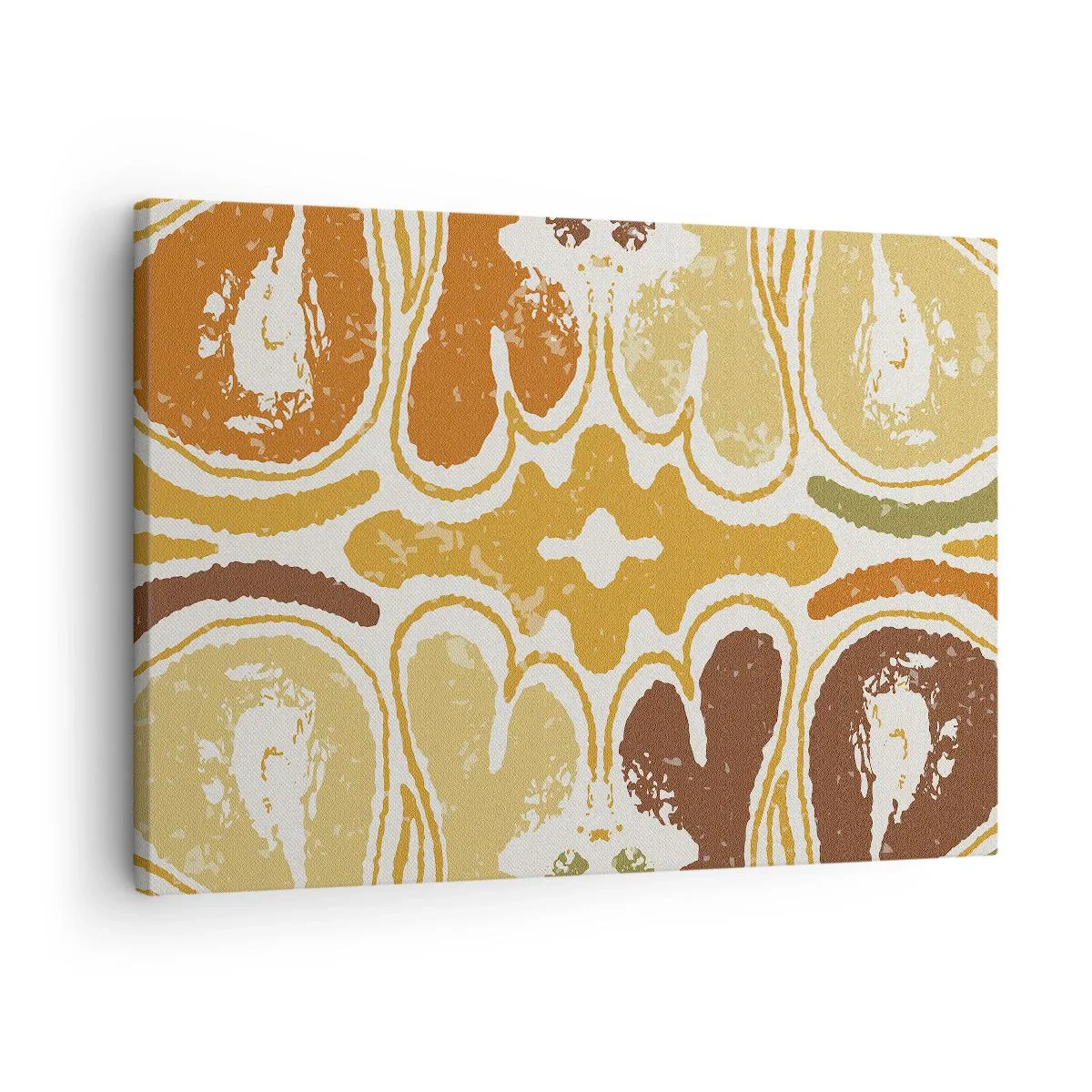 Tablou pe pânză Canvas - Modele abstracte calde în nuanțe de galben și maro - 70x50cm - Abstracție sentimentală - Decorațiune modernă pentru perete pentru living și dormitor ARTTOR