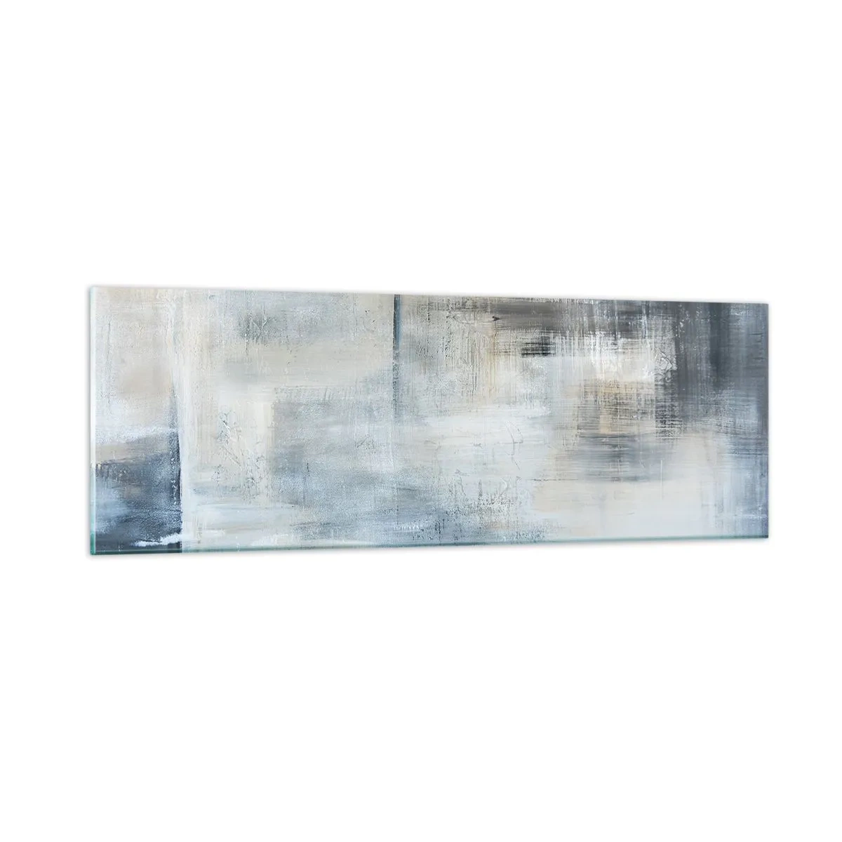 Tablou pe sticlă - În spatele unui voal albastru - 90x30 cm