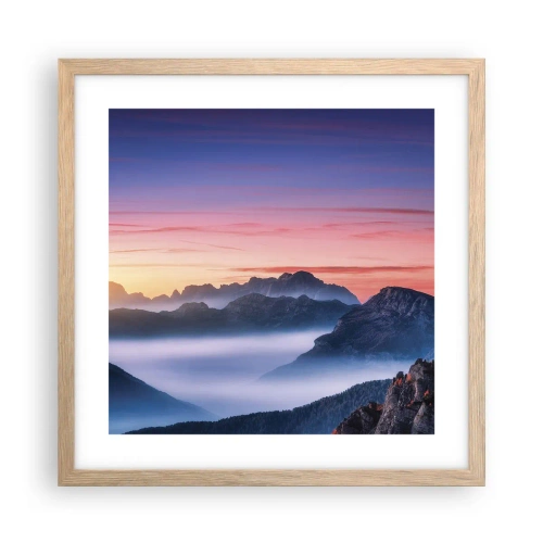 Poster în ramă de stejar deschis - Peste văi - 40x40 cm