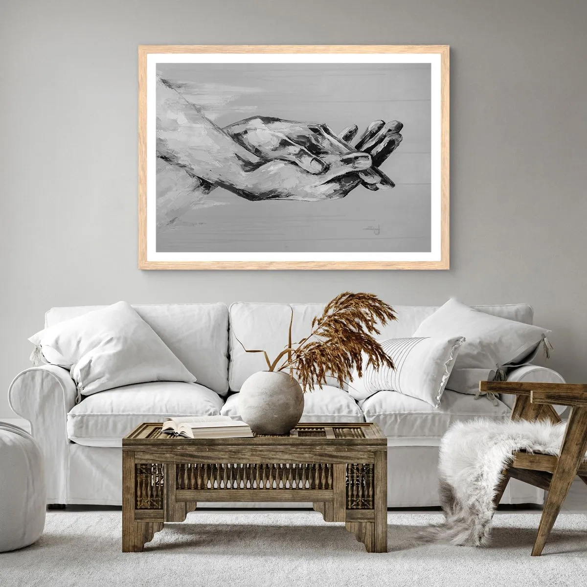 Poster în ramă de stejar deschis - Începutul... - 40x30 cm