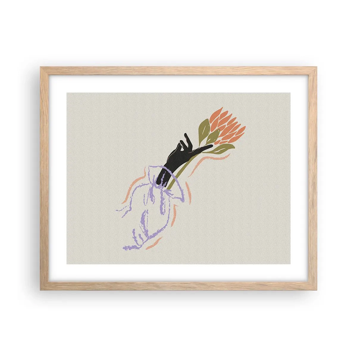 Poster în ramă de stejar deschis - Atingere surorială - 50x40 cm