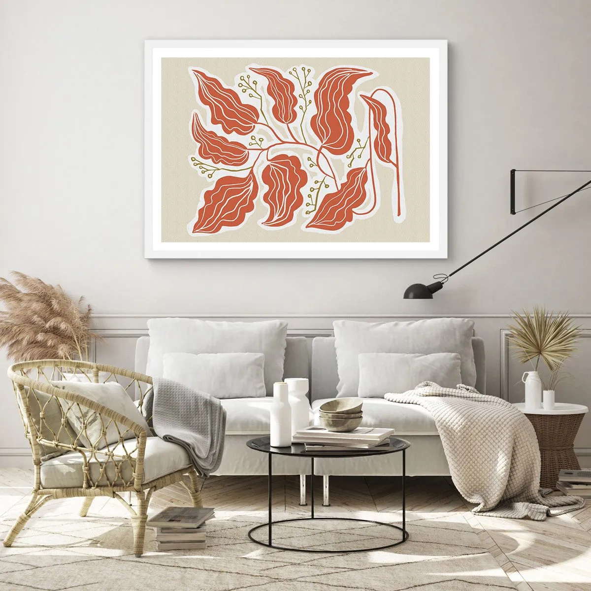 Poster în ramă albă - Folk și coral - 50x40 cm