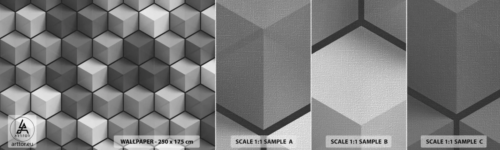 Mostră tapet Premium Canvas - Puzzle cubist - 3D, cub, Modern - 100x30 cm